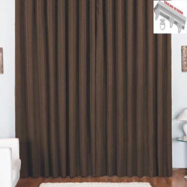 Imagem de Cortina Pryme 4 Metros Sala Em Oxford Trilho Suisso Tabaco - Top Chick