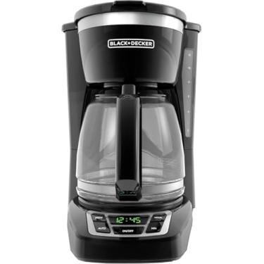 Imagem de BLACK+DECKER Cafeteira digital de 12 xícaras, CM1160B, programável, filtro de cesta lavável, copo, fermentação automática, janela de água, placa de manter-se quente, preta