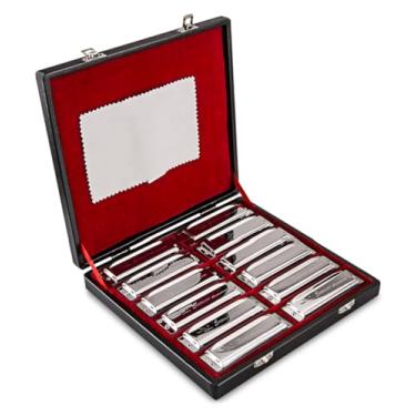 Imagem de Conjunto de gaita SWAN 12 chaves 10 furos 20 tons de gaita azul mini gaita para adulto, jogador profissional, iniciante, estudantes, crianças com bolsa (prata 12 teclas (A B C D E F G Ab Bb Db Eb Gb))