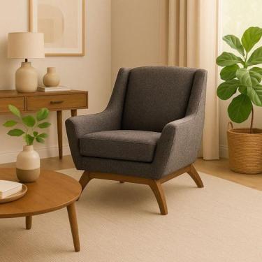 Imagem de Poltrona Dekorien Juliet Linho Premium Alto Acabamento, Linho Marrom