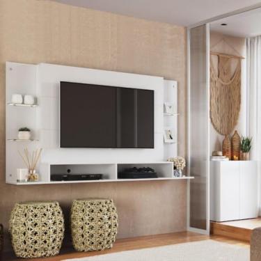 Imagem de Painel para Tv 60 Polegadas com Prateleiras Vidro e Aparador 2 Portas Multimóveis Mp1099 Branco