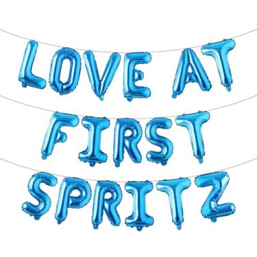 Imagem de Faixa balão Love at First Spritz - Decorações de chá de panela Aperol Spritz para ela, decorações de festa de casamento de despedida de solteira (LOVE AT FIRST SPRITZ Blue)