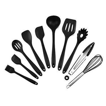 Imagem de Chusui Utensílio de cozinha de silicone conjunto 10 pcs resistente ao calor antiaderente colher espátula concha ferramentas de cozinha louça ZL