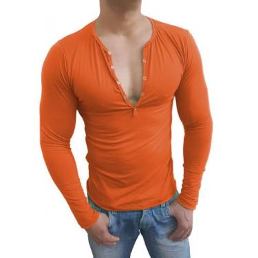 Imagem de Camiseta Botão Pressão manga longa - Sjons Modas, Laranja, m
