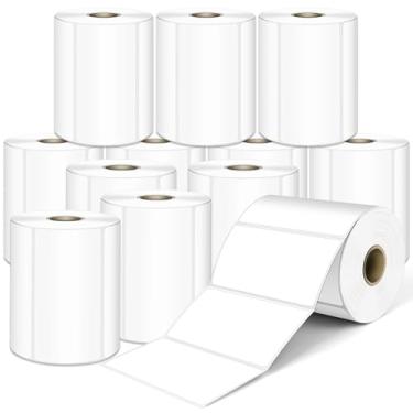 Imagem de L LIKED Etiquetas térmicas diretas de 10 x 5 cm, etiquetas de envio de código de barras perfuradas e compatíveis com impressoras Rollo, Zebra e outras impressoras de mesa (12 rolos, 9000 etiquetas)