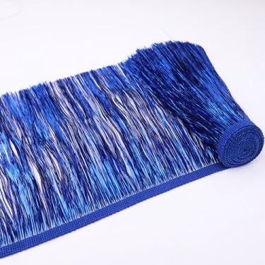 Imagem de Guarnição de franja com franja de 20 cm de largura 4,8 metros guirlanda cintilante para fantasias, vestidos, cenário de cabine de fotos, decoração de festa azul AIETSYEI