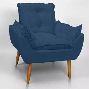 Imagem de Poltrona Decorativa Opala Suede Veludo Azul Marinho - KG DECOR