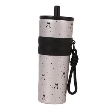 Imagem de Bothyi Garrafa Térmica para Bebidas com Corda de Transporte, Fundo Antiderrapante, Copo de água a Vácuo de 710 Ml para Viagens, Atividades Ao Ar Livre, Acamp, Prata e Preto
