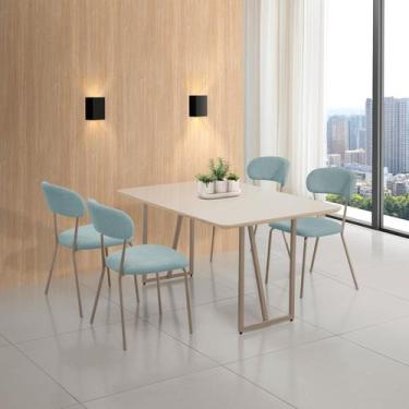 Imagem de Conjunto para Sala de Jantar com 4 Cadeiras Betina Champagne / Verde C