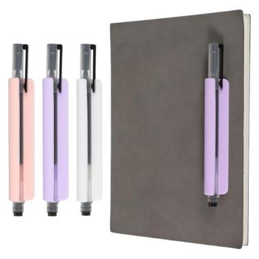 Imagem de PATIKIL 3 suportes adesivos para lápis, clipe universal de 105 mm de comprimento, suporte de caneta de silicone, organizador de canetas de escritório para mesa, parede, prancheta, notebook, tablet