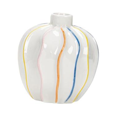 Imagem de Bothyi Vaso de cerâmica branca, arranjo floral, vaso de plantas, suporte para flores secas para mesa de centro, escritório, festa, decoração de casamento, Boca Estreita