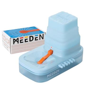 Imagem de MEEDEN Limpador de pincel portátil: enxaguador de pincéis com ralo para tintas acrílicas, aquarelas e à base de água - lavadora e suporte de escova de silicone com 5 compartimentos, azul