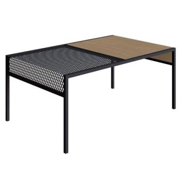 Imagem de Mesa de Centro Industrial York Artesano Retangular 80 cm (largura) em Mdp Hanover Aço Preto
