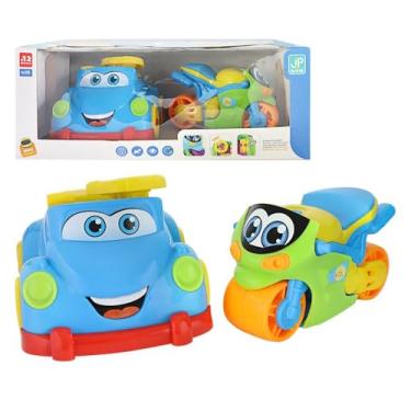 Imagem de Conjunto Infantil de Veículos, Carrinho e Moto com Sons Interativos, Brinquedo para Crianças +12 Meses