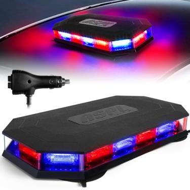 Imagem de ASPL Luz estroboscópica de emergência com farol de teto de 41,5 cm, 56 LEDs, barra de aviso magnético, luz de arado de perigo de trânsito para caminhões, veículos, construção, limpa-neve (vermelho