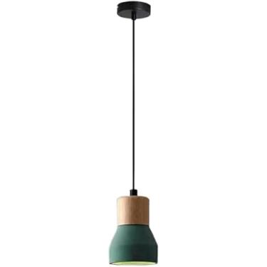 Imagem de Moderno Mini Pendt Luz Verde Cimento Hging Luminária Luminária Nordic Wood Industrial Chdelier Corete Criativo Pendt Lâmpada Única Cabeça Para Café Sala De Jantar, Green