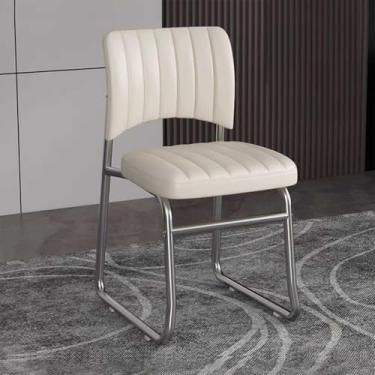 Imagem de Cadeira De Escritório Sem Braços Acolchoada Com Pu O Rodas, Cadeira De Casa Com Assento Largo De Encosto Médio, Cadeiras De Tarefa De Computador, Cadeiras Moder Vaity, Cadeira De, Beige, A