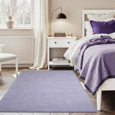 Imagem de Tapetes de área para quarto, sala de estar, tapete macio de espuma viscoelástica 10 x 15 cm, tapete felpudo antiderrapante para quarto de crianças, berçário, decoração de casa, roxo