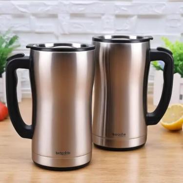 Imagem de Caneca Térmica Parede Dupla em Aço Inox Bege 850ml com Canudo - Estilo Esportivo