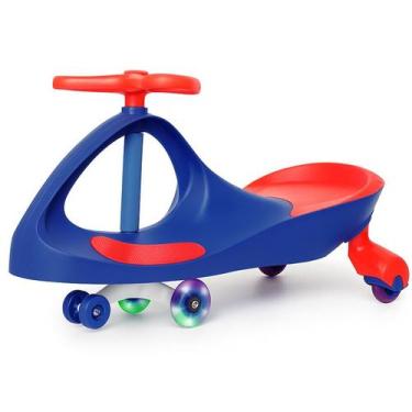 Imagem de Carrinho Rolimã Infantil Super Car Azul com Volante 360, Rodas com LED