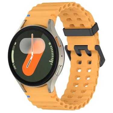 Imagem de Sodhad Pulseira marinha para Galaxy Watch 7 6 5 4 amarela (fecho preto)