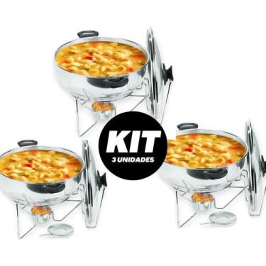 Imagem de 3 Réchaud Fogareiro Panela De Alumínio Com Tampa E Alça 6,5l - Alumíni