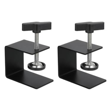 Imagem de PATIKIL 2 peças de grampos universais C de liga de alumínio, base de grampo em g resistente 0-50 mm Faixa de clipe suporte de montagem armário de acessórios para mesas, marcenaria, soldagem