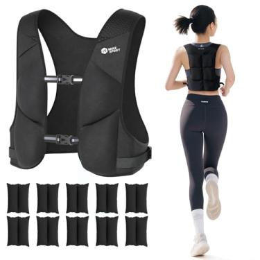 Imagem de M Mike Sport Colete ponderado ajustável, macio, lavável para mulheres e homens, colete de 9 a 4,5 kg com 10 pesos de ferro e bolso grande, colete de peso para treino, treinamento de força, corrida