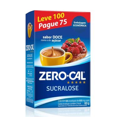 Imagem de Adoçante em Pó Zero-Cal Sucralose 100 sachês com 600mg Cada