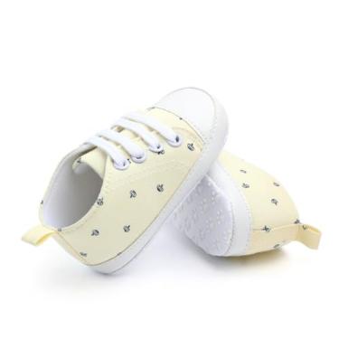 Imagem de Sapatinho Bebê Recem Nascido Anti Derrapante Infantil Crianças de 6 a 12 meses (Amarelo Coroa, 12cm)