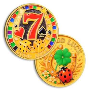 Imagem de Horseshoe Casino Lucky Coin, Clover Poker Chip - 777 Slots Lucky Charms, Las Vegas Casino Accessories, Collectibles Gifts for Men & Women