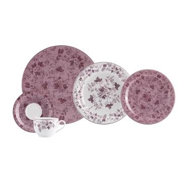 Imagem de Serviço de Jantar e Chá 30 Peças em Porcelana, Modelo Redondo Voyage Coup, Coleção Lavanda, Schmidt Estilo, Porcelana Schmidt