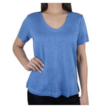 Imagem de Camiseta Feminina Lado Avesso MC Azul Divino - L125435-Feminino