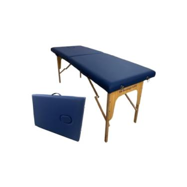 Imagem de Maca Portátil Profissional BK Sem Regulagem de Altura Com Orifício - 65CM - Azul Marinho