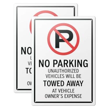 Imagem de 101SignCity Placa de rua "No Parking Unauthorized Vehicles Will Be Towed Away At Vehicle Owner's Expense" para propriedades privadas, empresas e residências - alumínio de 25,4 x 35,5 cm, pacote com 2