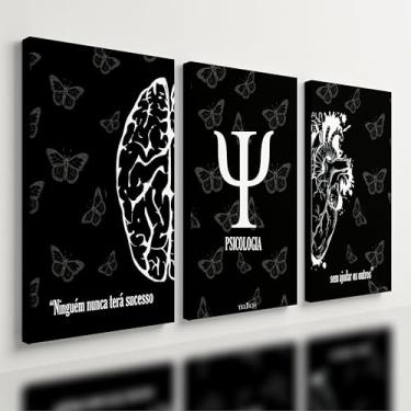 Imagem de Kit 3 Quadro Decorativo Psicologia Cérebro Mente Consultório