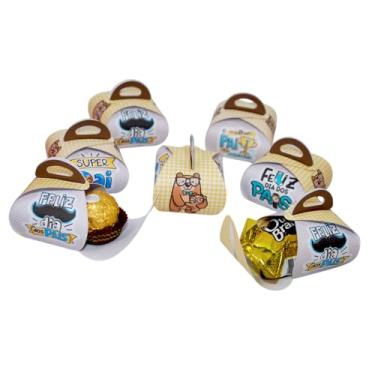 Imagem de Caixinha Porta Bombom para Lembrancinha Dia dos Pais, 20 Unidades, Amarelo e Branco