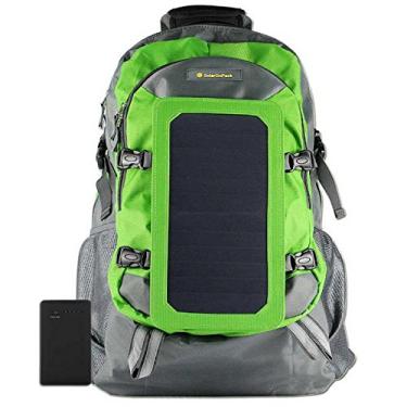 Imagem de Mochila com energia solar SolarGoPack / Painel solar de 7 watts e bateria de carregamento de 10K mAh Mochila/Telefone e Carregador de energia de dispositivo eletrônico, Light Green
