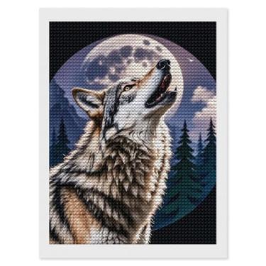 Imagem de NKJJSTES Kits de pintura de diamante DIY 5D Diamond Art Paint Wolves Full Drill Diamond Art Kits para decoração de parede de casa presentes