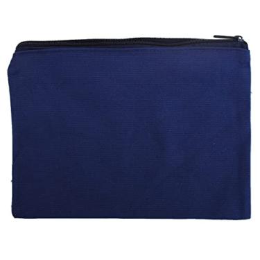 Imagem de Threadart Pacote com 3 bolsas de lápis de lona azul-marinho com zíper para organização, ferramentas pequenas, bolsa organizadora de maquiagem - 100% lona de algodão resistente, 17,8 cm x 23,5 cm
