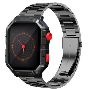 Imagem de Lamshaw Compatível com pulseiras de smartwatch Atari 2600, pulseiras de substituição de aço inoxidável de liberação rápida compatíveis com smartwatch Atari 2600 (preto)
