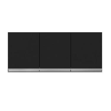 Imagem de Armário Aéreo Andreia 3 portas p/ Cozinha 120 cm AJL Móveis - Preto
