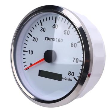 Imagem de Luocute 110mm 4-3/8in Tacômetro, Tacômetros Automotivos 7 Luz de Fundo de Cor DC 9-32V 8000rpm Beda (Dial Branco Moldura de Prata CXA012)