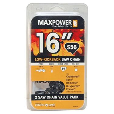 Imagem de Pacote com 2 correntes de substituição MaxPower para artesão de 16 polegadas, Echo, Homelite, Poulan e outras serras S56
