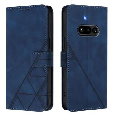 Imagem de Asdsinfor Capa flip para NothingPhone 3A couro sintético carteira coldre com suporte para cartões fecho magnético à prova de choque Folio Protect Cover for Nothing Phone (3A). Azul YBS