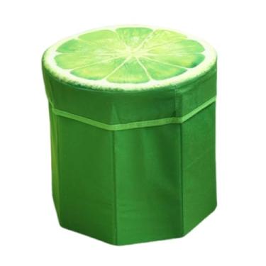 Imagem de Ioensy Assento dobrável para armazenamento, caixa de armazenamento de brinquedos engraçados, apoio para os pés, banco para dormitório, quarto, Limão