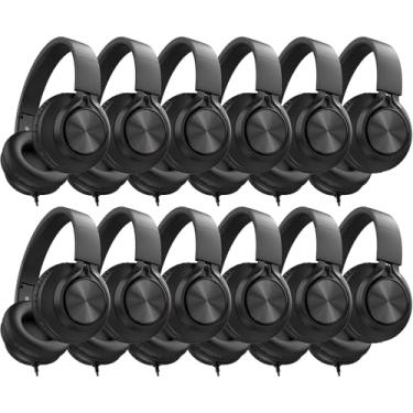 Imagem de AILIHEN Fones de ouvido de sala de aula com fio para escola, pacote com 12 fones de ouvido com microfone para sala de aula do ensino fundamental, estudantes, adolescentes, conector de 3,5 mm para