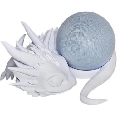 Imagem de Suporte para Alexa Compativo com Echo Dot 4ª e 5ª Geração – Modelo Dragão Bebê (Branco)