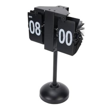 Imagem de Tnfeeon Relógio de Mesa Digital Flip Relógio Aço Inoxidável 12 Horas Bateria Alimentada por Bateria Relógio Mecânico Silencioso para o Escritório da Sala de Estar Escritório (Base redonda)