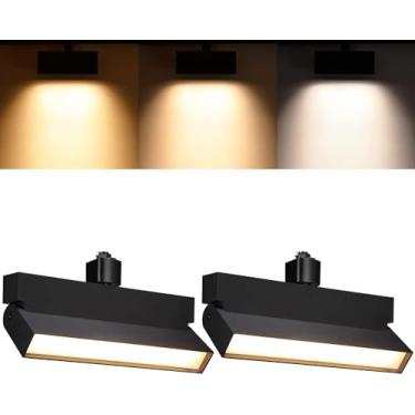Imagem de LEONLITE Cabeças de iluminação LED reguláveis 3CCT 24W, para trilhos tipo H, 100-277V, listado ETL, 2700K/3000K/4000K, CRI90, 1300LM, luminárias de teto sem cintilação para arte, preto, pacote com 2
